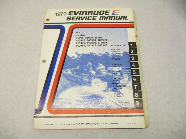 5430 OMC Evinrude 1979 Outboard Service Repair Manual V-4 Model 85-140 HP