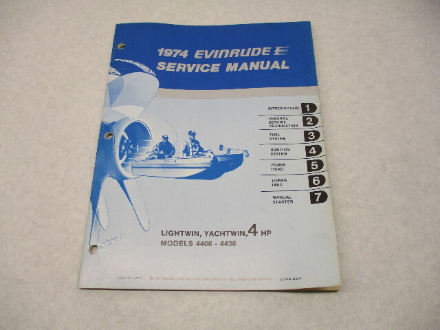 5012 OMC 1974 Evinrude Outboard Service Manual 4 HP Lightwin Yachtwin 4406 4436