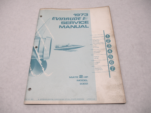 4901 OMC 1973 Evinrude Outboard Service Repair Manual 2 HP Mate Model 2302