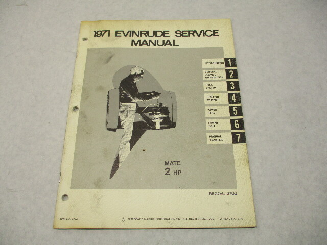 4744 OMC 1971 Evinrude Outboard Service Repair Manual 2 HP Mate Model 2102