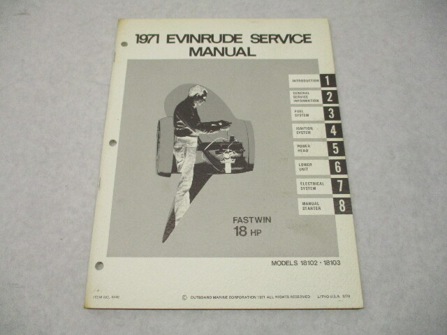 4748 OMC 1971 Evinrude Outboard Service Repair Manual 18 HP Fastwin 18102 18103