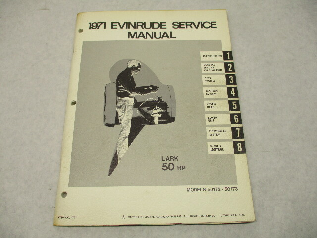4751 OMC 1971 Evinrude Outboard Service Repair Manual 50 HP Lark 50172 50173