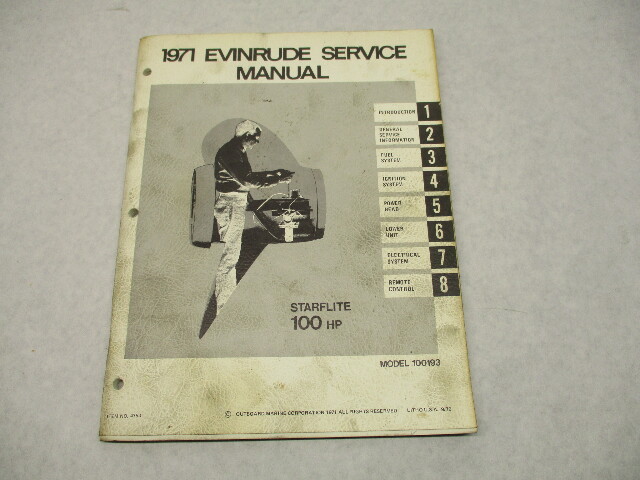 4753 OMC 1971 Evinrude Outboard Service Repair Manual 100 HP Starflite 100193