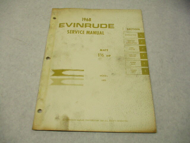 4476 OMC 1968 Evinrude Outboard Service Repair Manual 1.5 HP Mate 1802