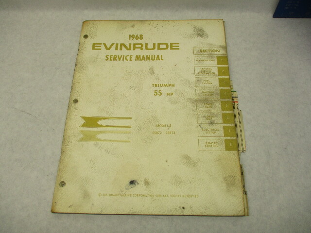 4484 OMC 1968 Evinrude Outboard Service Repair Manual 55 HP Triumph 55872 55873