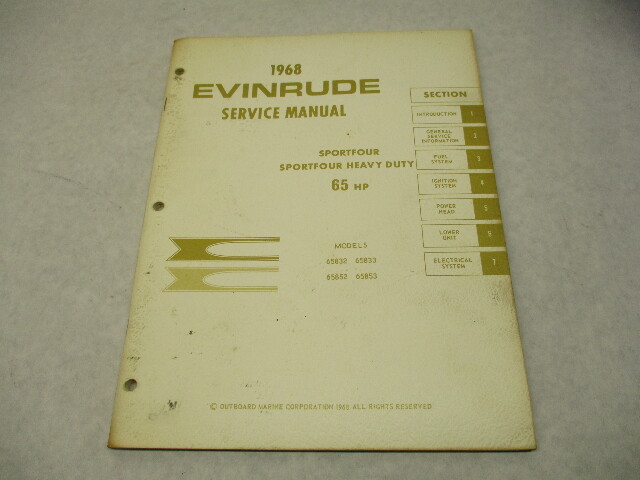 4485 OMC 1968 Evinrude Outboard Service Repair Manual 65 HP Sportfour