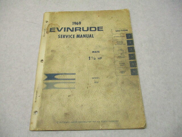 4589 OMC 1969 Evinrude Outboard Service Repair Manual 1.5 HP Mate 1902