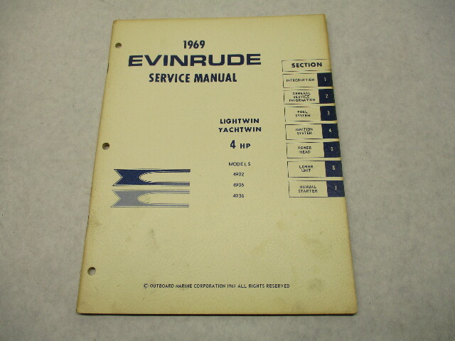 4590 OMC 1969 Evinrude Outboard Service Repair Manual 4 HP Lightwin Yachtwin