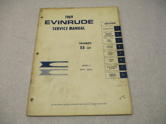 4597 OMC 1969 Evinrude Outboard Service Repair Manual 55 HP Triumph 55972 55973