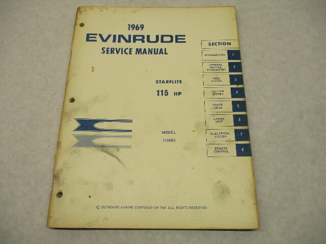 4599 OMC 1969 Evinrude Outboard Service Repair Manual 115 HP Starflite 115983