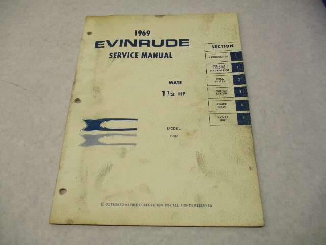 4589 OMC 1969 Evinrude Outboard Service Repair Manual 1-1/2 HP Mate 1902
