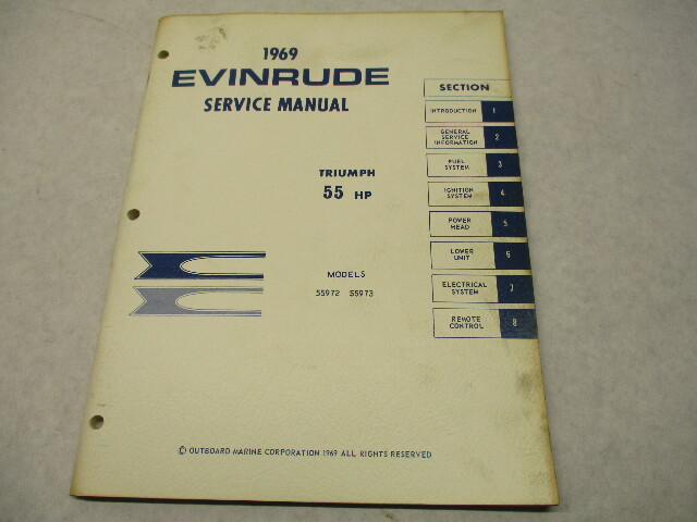 4597 OMC 1969 Evinrude Outboard Service Repair Manual 55 HP Triumph Models