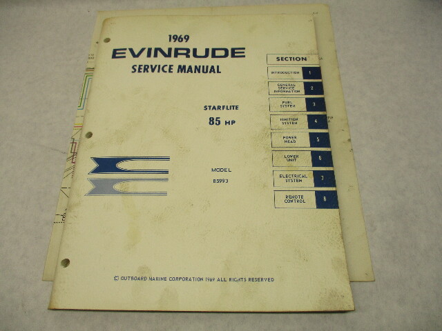 4598 OMC 1969 Evinrude Outboard Service Repair Manual 85 HP Starflite 85993 Model