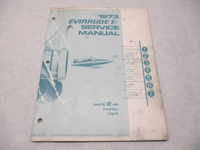 4901 OMC 1973 Evinrude Outboard Service Manual 2 HP Mate Model 2302