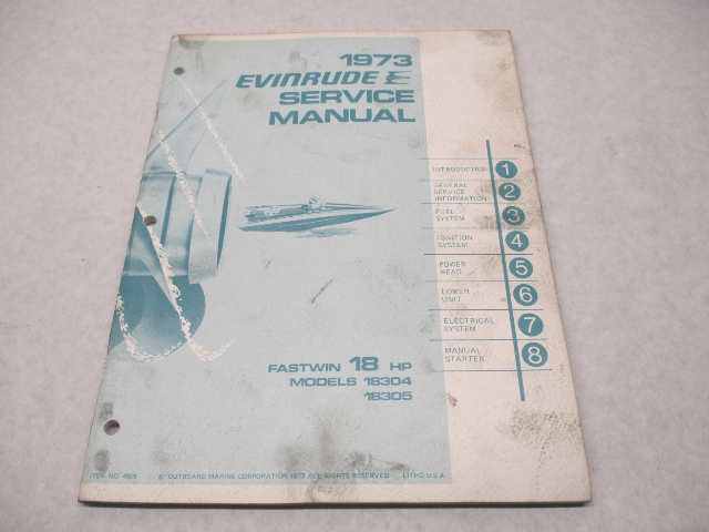 4905 OMC 1973 Evinrude Outboard Service Repair Manual 18 HP Fastwin 18304 18305