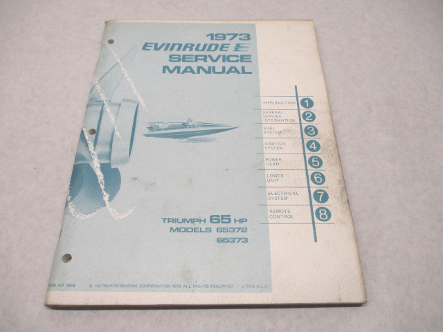 4909 OMC 1973 Evinrude Outboard Service Repair Manual 65 HP Triumph 65372 65373