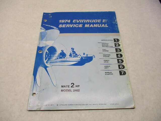 5011 OMC 1974 Evinrude Outboard Service Repair Manual 2 HP Mate Model 2402