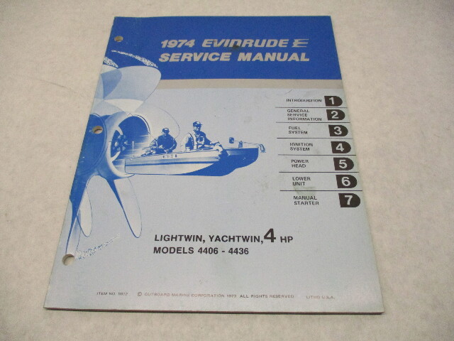 5012 OMC 1974 Evinrude Outboard Service Manual 4 HP Lightwin Yachtwin Models