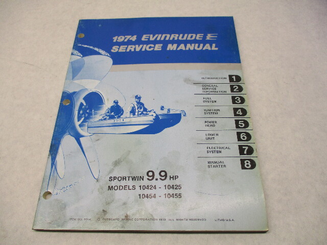 5014 1974 Evinrude Outboard Service Repair Manual 9.9 HP Sportwin Models