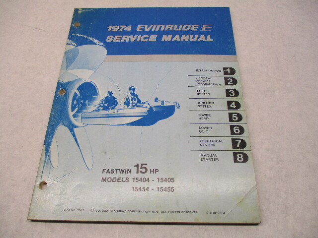 5015 1974 Evinrude Outboard Service Repair Manual 15 HP Fastwin Models