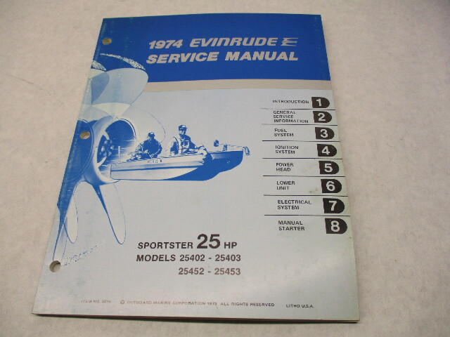 5016 OMC 1974 Evinrude Outboard Service Repair Manual 25 HP Sportster Models
