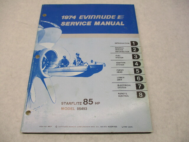 5020 OMC 1974 Evinrude Outboard Service Repair Manual 85 HP 85493 Starflite