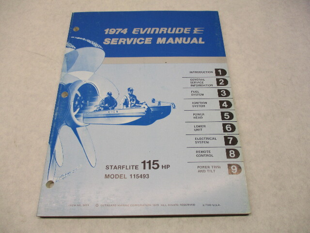 5021 OMC 1974 Evinrude Outboard Service Repair Manual 115 HP 115493 Starflite