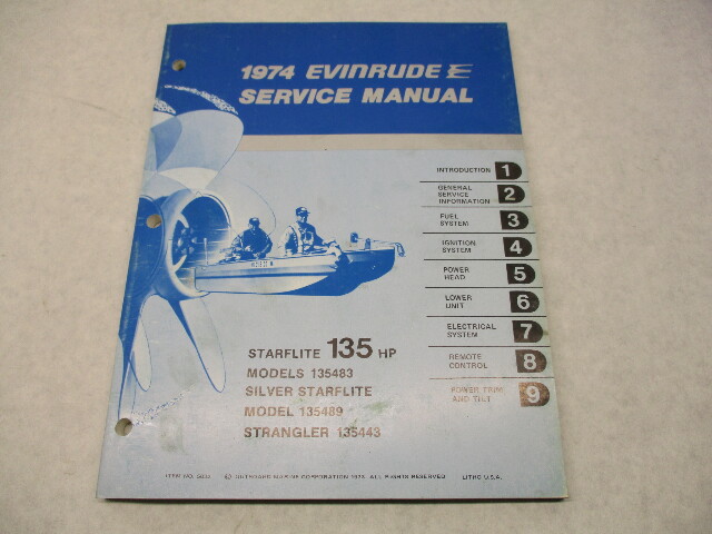5022 OMC 1974 Evinrude Outboard Service Repair Manual 135 HP Starflite Strangler