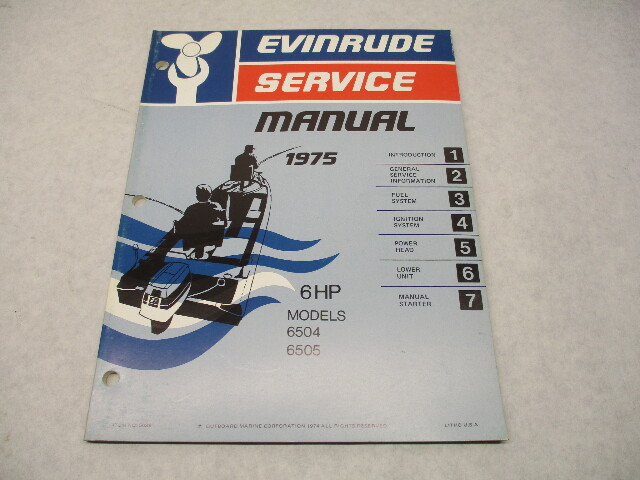 5089 OMC 1975 Evinrude Outboard Service Repair Manual 6 HP 6504 6505
