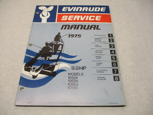 5090 OMC 1975 Evinrude Outboard Service Manual 9.9 HP 10524 10525 10554 10555