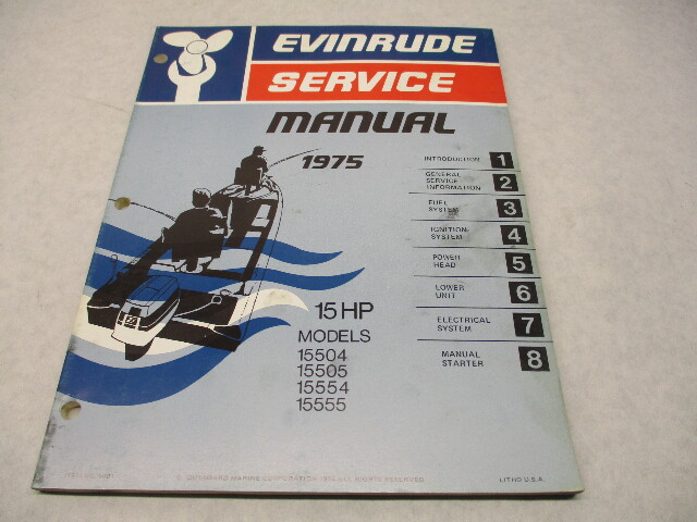 5091 OMC 1975 Evinrude Outboard Service Manual 15 HP 15504 15505 15554 15555