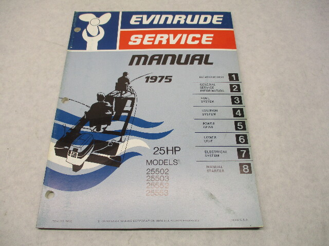 5092 OMC 1975 Evinrude Outboard Service Repair Manual 25 HP 25502 25503