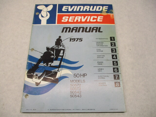 5094 OMC 1975 Evinrude Outboard Service Manual 50 HP 50572 50573 50542 50543