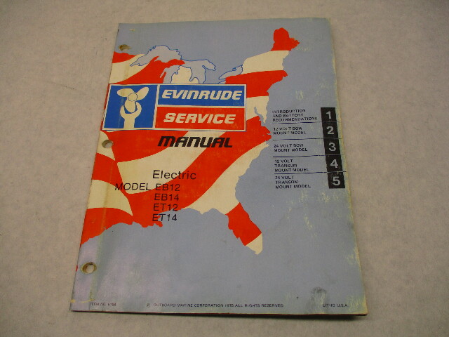 5184 OMC 1976 Evinrude Electric Troller Outboard Service Manual EB12 ET14