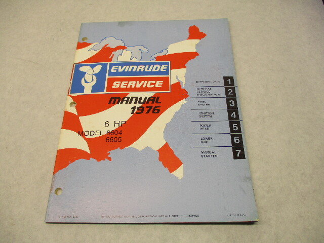 5187 OMC 1976 Evinrude Outboard Service Repair Manual 6 HP 6604 6605