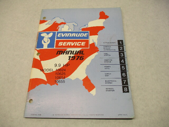5188 OMC 1976 Evinrude Outboard Service Manual 9.9 HP 10624 10625 10654 10655