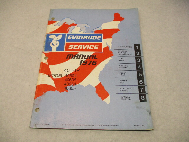 5192 OMC 1976 Evinrude Outboard Service Manual 40 HP 40604 40605 40654 40655
