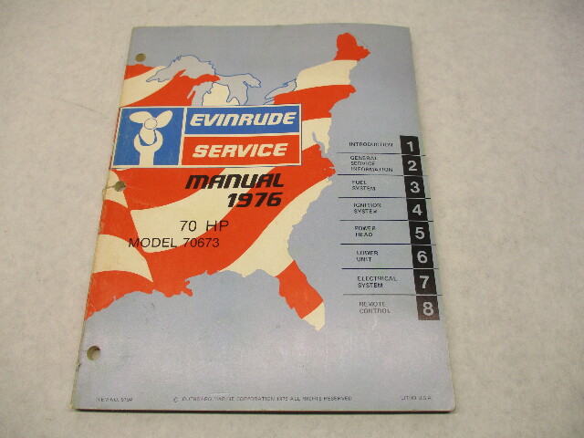 5194 OMC 1976 Evinrude Outboard Service Manual 70 HP Model 70673
