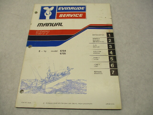 5304 OMC 1977 Evinrude Outboard Service Repair Manual 6 HP 6704 6705