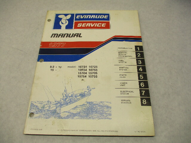 5305 OMC 1977 Evinrude Outboard Service Repair Manual 9.9 & 15 HP Models