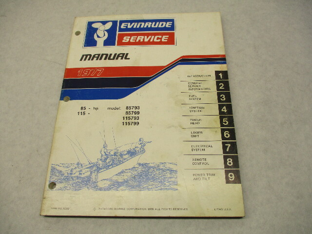 5309 OMC 1977 Evinrude Outboard Service Manual 85 115 HP 85793 85799 115793 115799