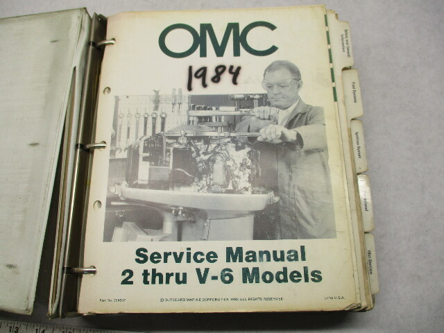 394607 OMC Evinrude Johnson Outboard Service Manual Binder for 1984 2 thru V-6