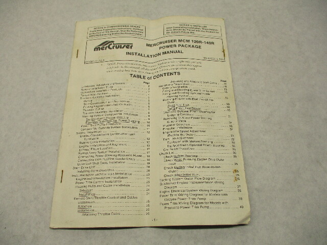 90-42226 384 Mercruiser MCM 120R-140R Power Package Installation Manual