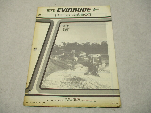 281369 OMC 1979 Evinrude 2 HP Outboard Parts Catalog Prelim Ed Model 2902