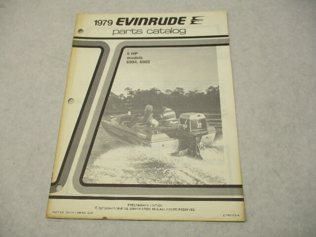 281371 OMC 1979 Evinrude 6 HP Outboard Parts Catalog Prelim Ed Model 6904 6905