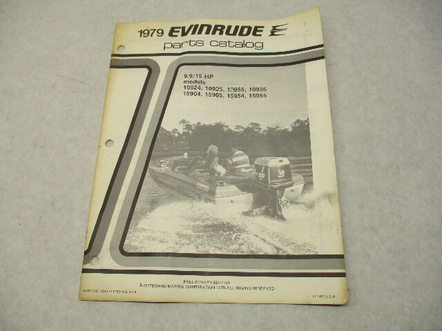 281372 OMC 1979 Evinrude Outboard Parts Catalog Prelim Ed 9.9 & 15 HP Models