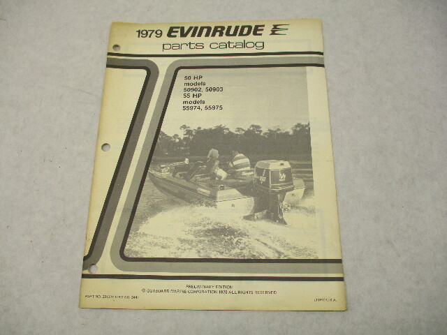 281374 OMC 1979 Evinrude Outboard Parts Catalog Prelim Ed 50-55 HP Models