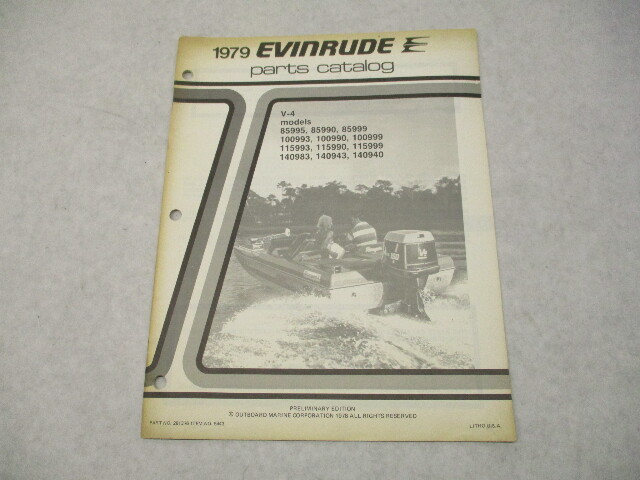 281376 OMC 1979 Evinrude Outboard Parts Catalog Prelim Ed 85 100 115 140 HP V-4