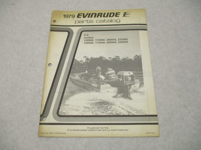 281377 OMC 1979 Evinrude Outboard Parts Catalog Prelim Ed 150 175 200 235 HP V-6