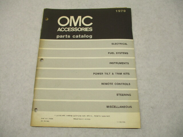 173624 1979 OMC Evinrude Johnson Marine Accessories Parts Catalog Prelim Edition